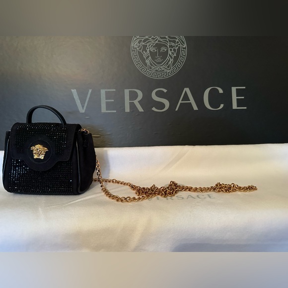 Versace Suede crystal embellished mini bag NEW ( AUTHENTIC) - Picture 8 of 16